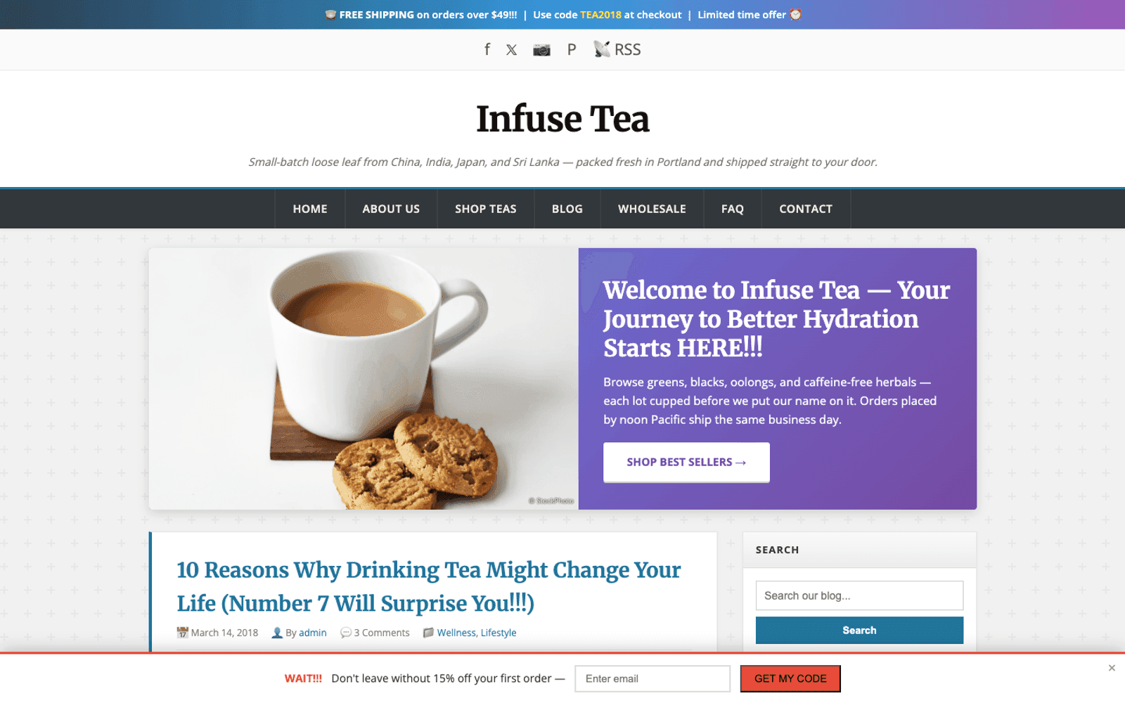 Infuse Tea before redesign