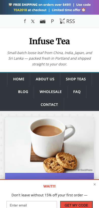 A site with a weak next step — before (mobile)